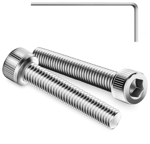 10Pcs M8 x 60mm Hex Socket Head Cap Screws Bolts | 304 Stainless Steel, Allen Socket Drive, Bright Finish, Full Threads, with Hex Spanner