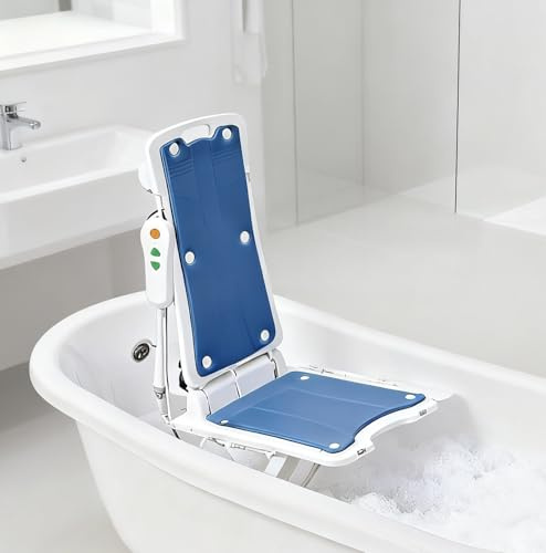 Seggiovia Elettrica Sedia per vasca da bagno reclinabile leggera per utenti, limite di peso 300 libbre, altezza regolabile fino a 20 pollici, design (29 libbre), supporto sicuro per alzarsi