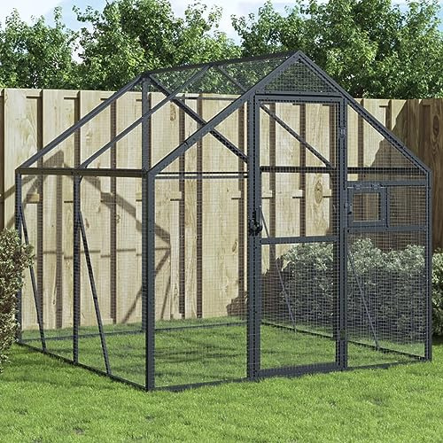 Mokuyary - Aviario (1,79 x 2 x 1,85 m, aluminio, aviario al aire libre, jaula para pájaros, canarios, pinzas, periquitos ondulados, indeseparables