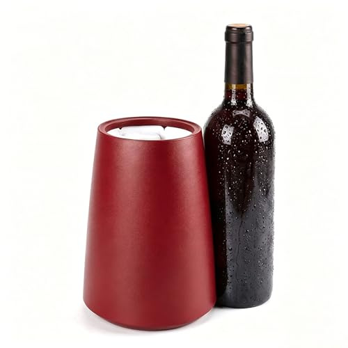 Vinkylare med kyllakku – champagnekylare, flaskkylare, dryckeskylare för vin öl champagne – isbehållare ABS med återanvändbart kylpaket PVC – för trädgårdsfest, picknick, camping, bar, röd