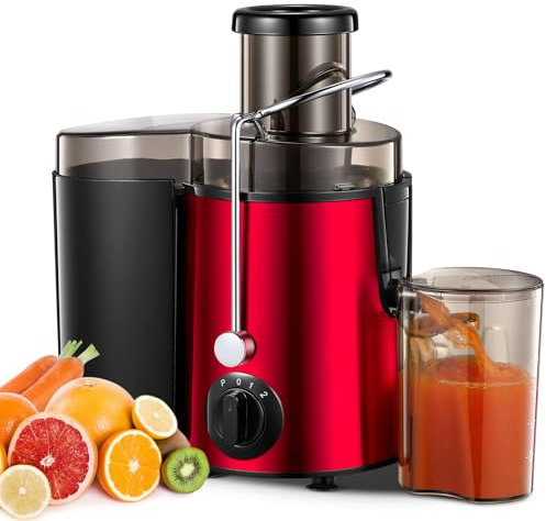 Juicer Machines, FOHERE Juicer Whole Fruit and Vegetables | 3-Speed Setting, Upgraded Version Max Power 800W Motor Quick Juicing (Red)