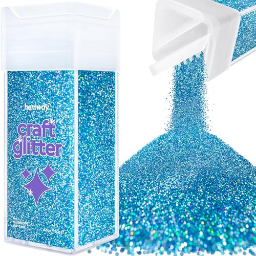 Hemway Craft Glitter Shaker Ocean Blue Holographic 130g Microfine | for Resin & Epoxy Crafts, Christmas Art Supplies, Nail, Body, Face, Eye, Festival, Crafting, Slime, Sparkle
