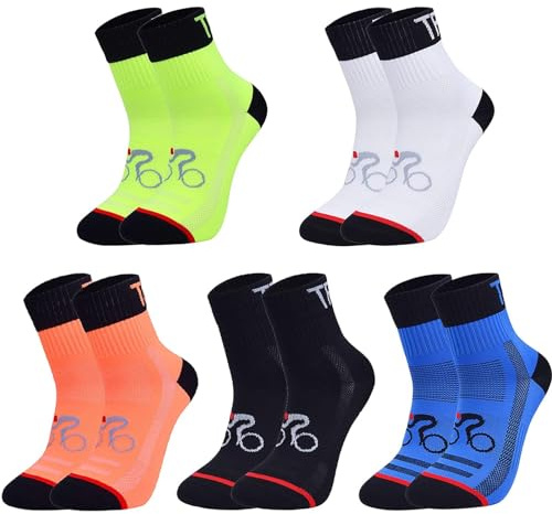 Geebuzz 5 Pack Sports Cycling Socks Colorful Anti Smell Ankle Athletic Socks for Running Hiking (5pack, X-Large, x_l)