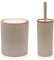 Set da 2 pezzi Porta scopino e Pattumiera 5lt, in plastica Tortora, con dettagli effetto legno, serie Blob