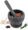 Mortero de Piedra con Maja, Mortero Cocina de Mano con Maza, mortero piedra Mortero con mazo de piedra Molienda de especias y hierbas Mortero de especias utensilios de cocina(Grano de granito negro)