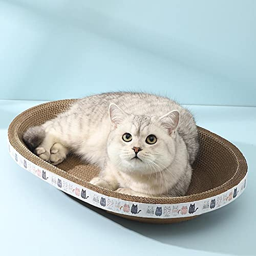 Sysdisen Planche À Gratter pour Chats, Griffoir pour Chat Carton, Grattoir À Chat Ovale Haute Densité, Griffoir Ovale pour Chat, Haute Densité, Forme Ovale, pour Dormir en Intérieur