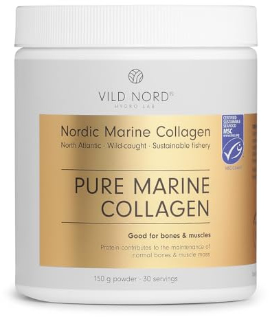 Vild Nord Collagene Marino Puro in Polvere – 150 g, 30 porzioni – Peptidi di collagene idrolizzato 100% Tipo I per pelle, muscoli, capelli, unghie, articolazioni e ossa
