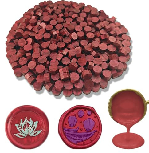 Ioggser 560 PCS Octagon Sealing Wax Beads for Stamps, Wax Seals for Wedding & Party Invitations (Flame Red)