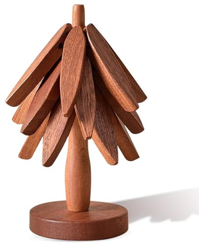 Baumform Untersetzer Set,Hölzerne Untersetzer für heiße Speisen,Sapele Holz Untersetzer für heiße Töpfe, Pfannen, Teekanne, Praktische Untersetzer Küchentisch