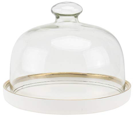 XWBLDBDFC 1 Set Cake Bell Jar with Ceramic Plate Glass Cheese Bell Cake Plate Dome Dome Pies Glass Dome Cake Stand Cake Bell Food Cover Lid for Patisserie Food Cover-Weiß