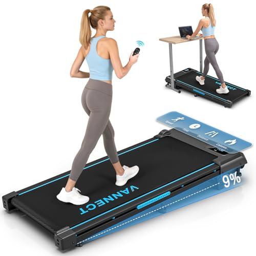 Walking Pad, VANNECT Laufband für Zuhause mit Steigung, 1-10 km/h Walking Machine mit LED-Anzeige, Fernbedienung, 2,75HP Tragbares Laufband, Keine Montage Erforderlich, Bis 150kg Belastbar