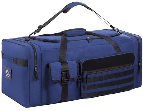 100L Heavy Duty Equipment Bag – 32 (82cm) Large Duffle for Hockey Gear, Football Pads & Helmet, XL Sports Gym Travel Bag for Men, Soccer & Team Use with Shoulder Strap (Blue)