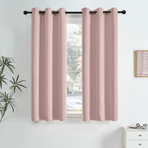 NICETOWN Blush Pink Blackout Curtains 63 Inches Long 2 Panels