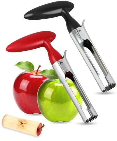 HOLEPU Apple Corer Remover - Apple Corer Tool, 304 Stainless steel, serrated blade, used for Coring apples, Red & Black Set of 2