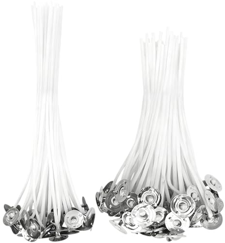 Juego de Mechas para Velas, 50 Piezas de mechas para Velas Naturales, mechas de algodón Natural para Hacer Velas de Bricolaje, Ideal para DIY en la Fabricación de Velas y Candelabros(10/15 cm)