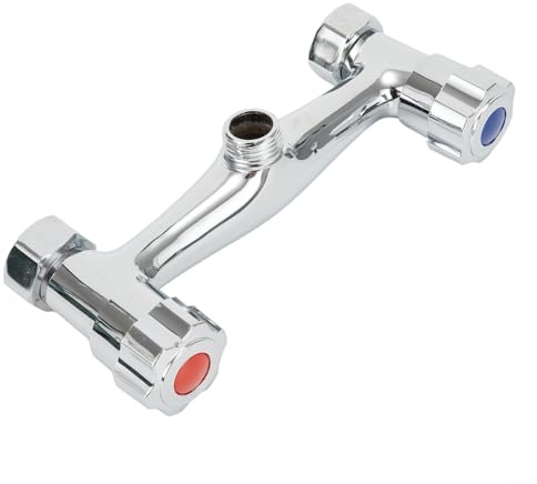 Eawfgtuw Barra de grifo mezclador de ducha de baño, con núcleo de válvula de latón y diseño de doble salida, acabado cromado, estructura de cobre sólido, equipada con válvula de retención antireflujo