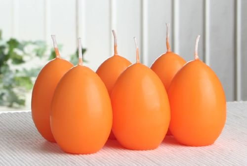 6X Eikerzen, klein, ca. 6 x 4,5 cm, Hellorange