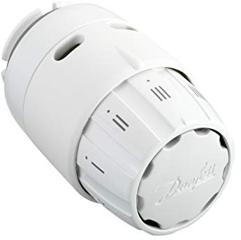 Danfoss 013G6040 Termostato per radiatore RAS-C2 bianco/cromo, sensore integrato, 8 °C-28 °C, connessione, sistemi di riscaldamento domestico, perfetto per l'uso di valvole FS, FN, G Confezione da 6040