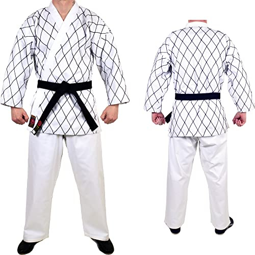 MAR | White Hapkido Uniform for Beginner and Intermediate Students, 8oz Fabric, Martial Arts Gi with Diamond Embroidered Design - Men & Women; Kids & Adult Sizes (6/190)