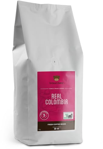 Colombian Coffee Beans 1kg - Medium Roast - Brown Bear Colombia Arabica Coffee - Suitable For All Machines - Strength 3 - Donation to Free The Bears - Columbia