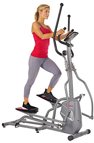 Sunny Health & Fitness Magnetic Elliptical Trainer Machine w/Device Holder, LCD Monitor, 220 LB Max Weight and Pulse Monitor - SF-E3810