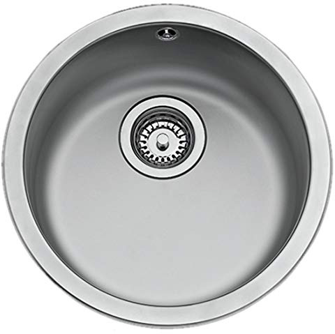 TEKA Fregadero Redondo 1 Seno Ø45cm en Acero Inoxidable, Profundidad 16 cm, Capacidad Interior 39 cm, No Incluye Válvula, Modelo Basico Ø450 1C