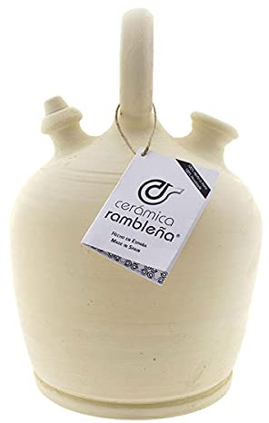 CERÁMICA RAMBLEÑA | Brocca Tradizionale di Argilla | Giara in Ceramica | 100% Fatto a Mano in Spagna 19x19x30 cm | 3 Litri | Eco