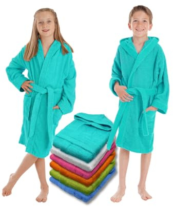 LEBENGOOD Peignoir Enfant Fille et Garçon Unisexe 100% Coton OEKOTEX Eponge