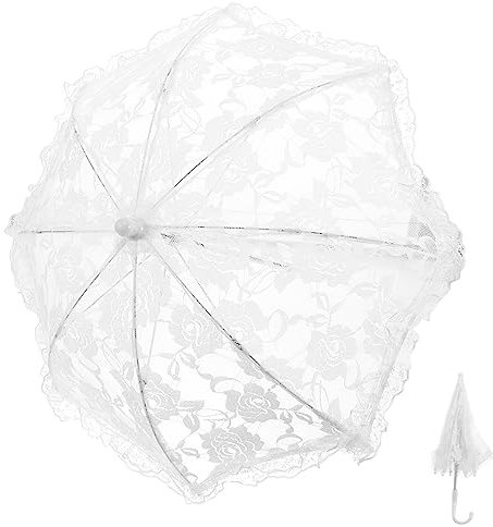 Gadpiparty Regenschirm Aus Spitze Spitzenschirme Für Teeparty Halloween-spitzenregenschirm Regenschirm Mit Spitzenstickerei Stickerei Hochzeitsschirm Eisen Weiß Altmodisch