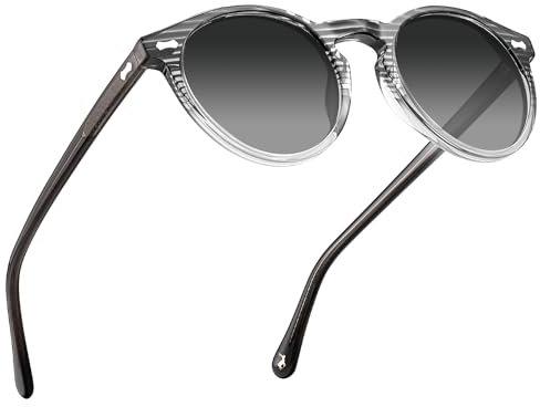 CARFIA Sonnenbrille Herren Polarisiert, Retro Rund Acetat-Rahmen, UV 400 Modebrille für Fahren und Angeln