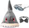 Jadive Haifisch Hut Haifisch Brille Graues Fliege Set Verstellbare Haifischhut Kostüm mit Lustiger Partybrille und Fliege für Erwachsene Karneval Halloween Weihnachten Ostern Partydekorationen