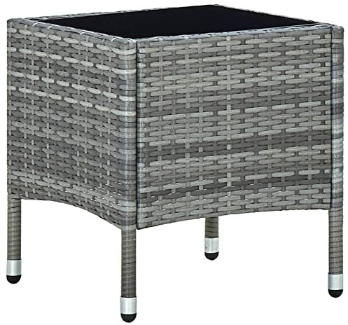 Brokky Mesa de jardín ratán sintético Gris 40x40x45 cm Mesa terraza Exterior Mesa de Comedor jardín Mesa Jardin Exterior Garden Table mesas terraza