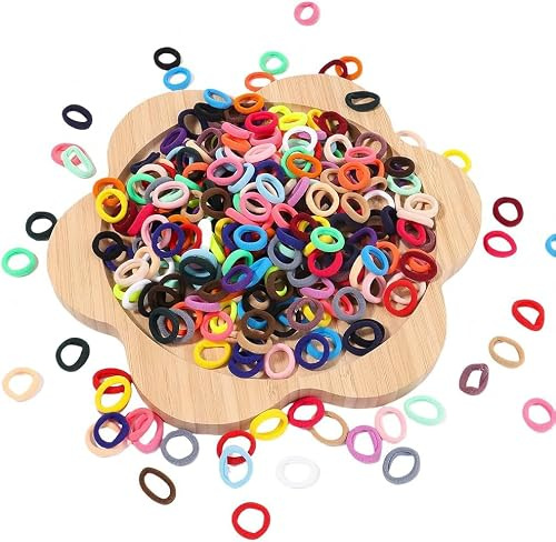 200 Stück Haargummis,Bunte und Schwarze Elastische Haarbänder für Damen, Mädchen und Kinder
