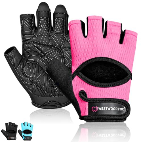 WESTWOOD FOX Gym Gloves for Men & Women – Weight Lifting Gloves with Anti-Slip Padded Palm, Strength Training & Workout Gloves for Cycling, Exercise, Fitness, Climbing & Weight Training