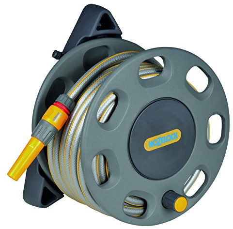 HOZELOCK - Dévidoir Mural 30 M avec 15 M de Tuyau : Capactié Max 30M, Dévidoir Mural avec Poignée, Facile d'Installation, Fournis avec Guide pour Tuyau, lance, Raccords et Fixations [2422R0000]