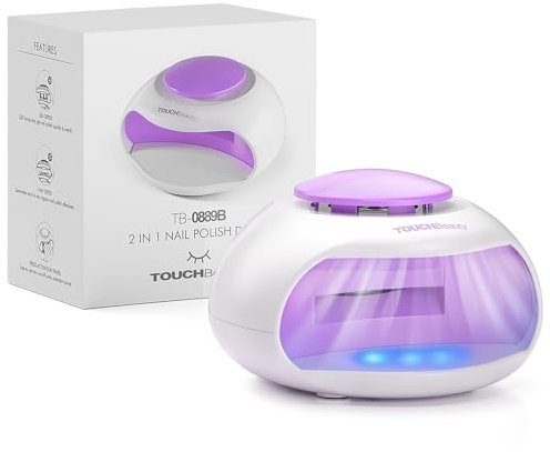 TOUCHBeauty Asciuga Unghie Aria e Luce LED, Essiccatore per Unghie Portatile, Mini Asciuga Smalto per Normale Unghie Ventilatore per Adolescenti, Principianti, a Batteria AG-0889N
