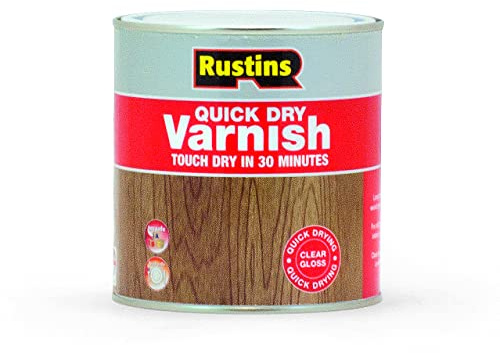 Rustins Quick Dry Varnish Clear Gloss 1l -Fast-Drying Water-Based Wood Varnish; Durable Non-Yellowing Finish in Gloss, Satin or Matt for Indoor Use