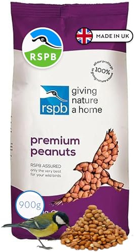 RSPB - Peanuts, Bird Nuts, Wild Bird Food, High Energy, Rich in Protein and Fat, Free from Aflatoxin, Made in the UK (900g)