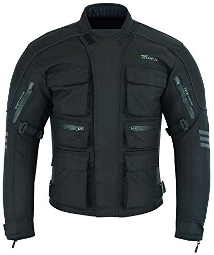RIDEX Mens CJ1 Motorbike Motorcycle Windproof/Waterproof Jacket With Armours (Small) Black