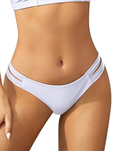 SHEKINI pour Femme Maillots de Bain String Brésilien Bikini Bottom Thong Bas de Maillots Sexy Swim Trunks Taille Basse String Bas de Plage Slip de Bain