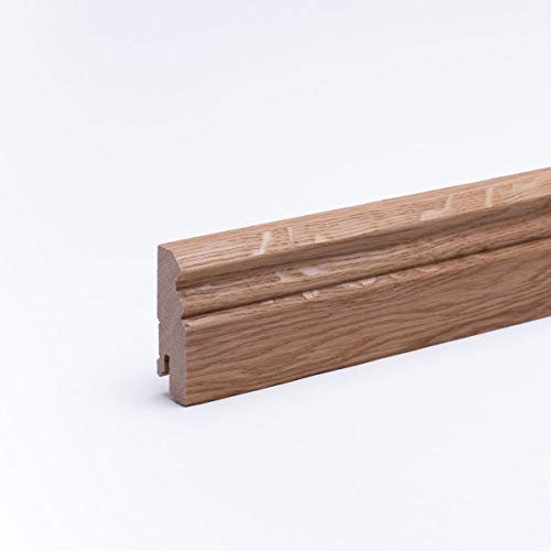 Massivholz - Sockelleiste - Berliner Profil 60mm - Eiche geölt - Echtholz Fußleiste - 60 x 20 x 2.400mm