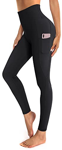 OUGES Womens High Waist Yoga Pants with Pockets Workout Running Gym Leggings