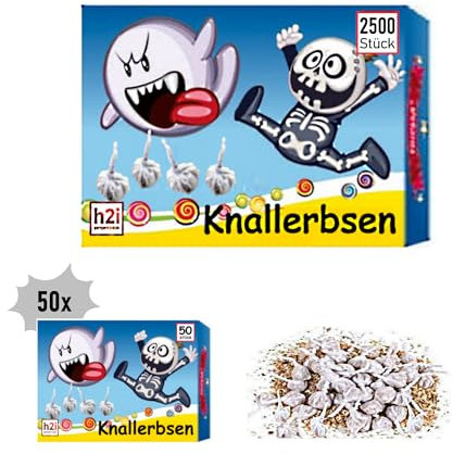 h2i Knallerbsen | 2500 St. | Knallteufel Trickknaller Pop Snaper | der perfekte Scherzartikel für Silvester Halloween Geburtstag & Partys – Spaß garantiert | Jugendfeuerwerk & Kinderfeuerwerk Kat F1