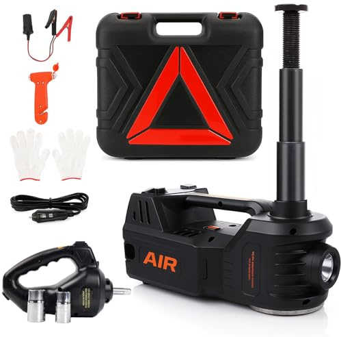 STANDTALL Electric Car Jack Kit 5 Ton 12V Hydraulic Floor Jack with Impact Wrench and Tire Inflator Pump Lift Jack with LED Light for SUV Sedan Truck Road Emergency Tire Change