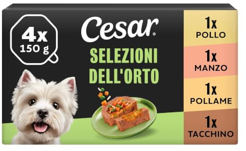 Cesar Selezioni Dell'Orto, Cibo per Cane, Selezione Assortita, 150 G, 24 Vaschette - 3600 g