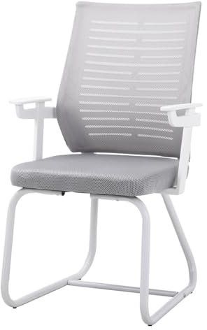 Warmiehomy Schreibtischstuhl ohne Rollen, Ergonomischer Schreibtischstuhl bis 95kg belastbar, Bürostuhl ohne Rollen, Schreibtischstuhl mit Armlehne, Konferenzstuhl, Arbeitsstuhl für Zuhause, Grau