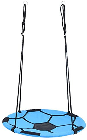 vidaXL Columpio Nido Niños Juguete Infantil Asiento del Árbol Jardín Patio Terraza Balcón Exterior Diversión Redondo de Fútbol 100 cm
