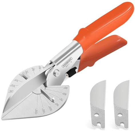 TOWOT Präzise Mehrwinkel-Gehrungsschere mit Ersatzklingen - Vielseitige Trunking-Schere zum Schneiden von PVC, Holz und Gummi - Verstellbar von 45 bis 135 Grad für perfekte Winkel