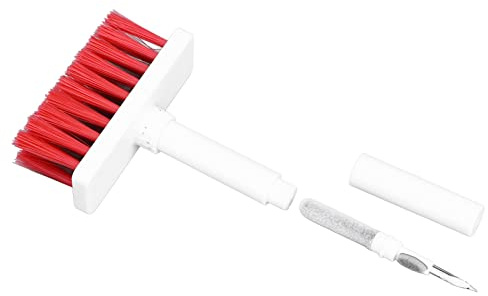 Rengöringssats för Tangentbord Mjuk Borste 5 i 1 Multifunktionsdatorrengöringsverktygsats, Hörngap Duster Keycap-avdragare för Bluetooth-hörlurar Laptoptangentbord(vit röd)