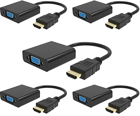 HD to VGA, 1080PHD to VGA Adapter Male to Female Gold-Plated Adapter for Computer, Laptop, Monitor, HDTV, Digital to Analog Converter Cable for Xbox 360, PS3, TV Box to Projector Displayer (5PCS)